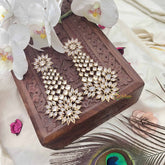 Vriksham Elegant Golden Touch Long Statement & Floral CZ Danglers Earrings-G20147